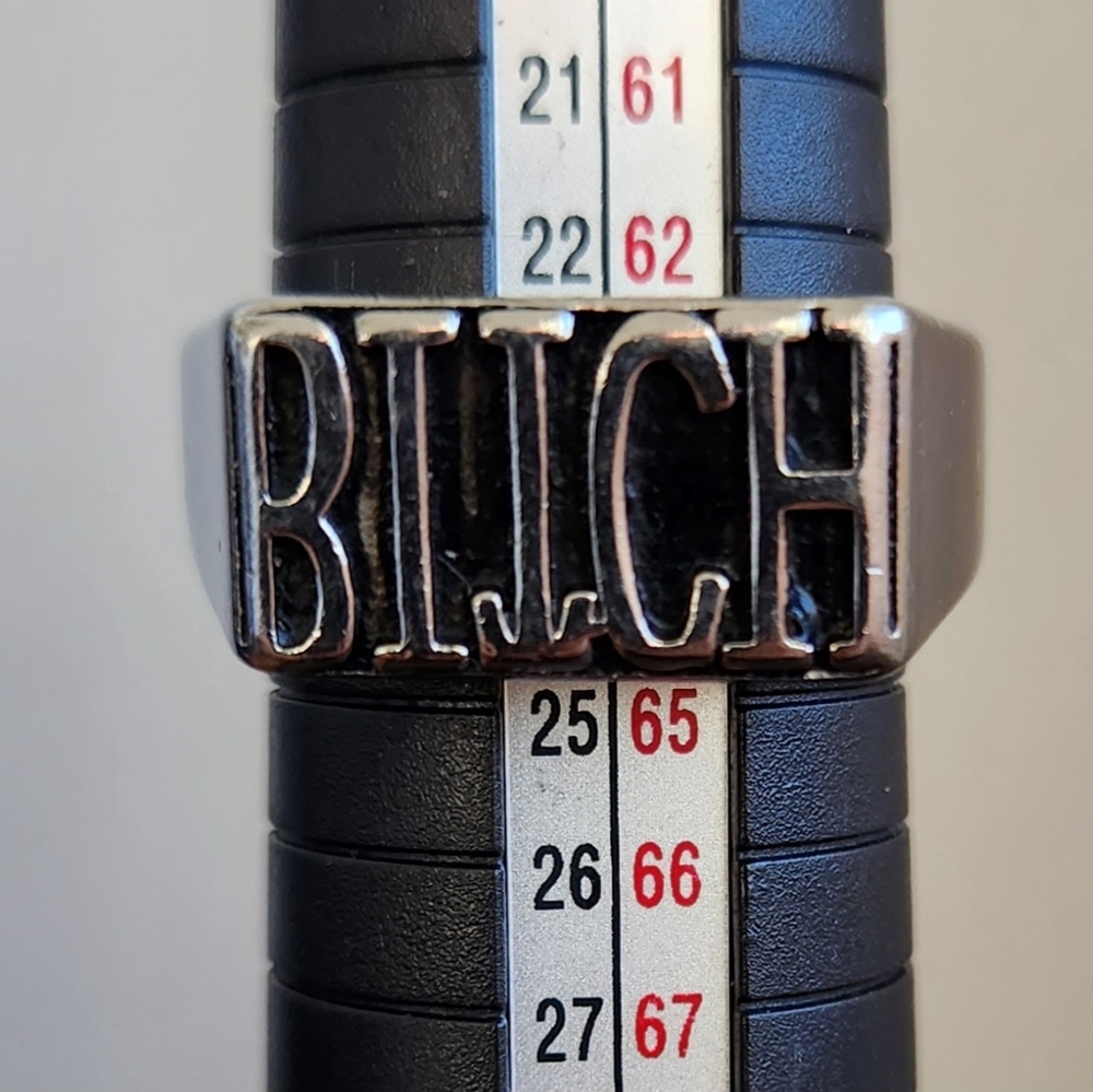 Men's Stainless Steel Biker Ring "Bitch"